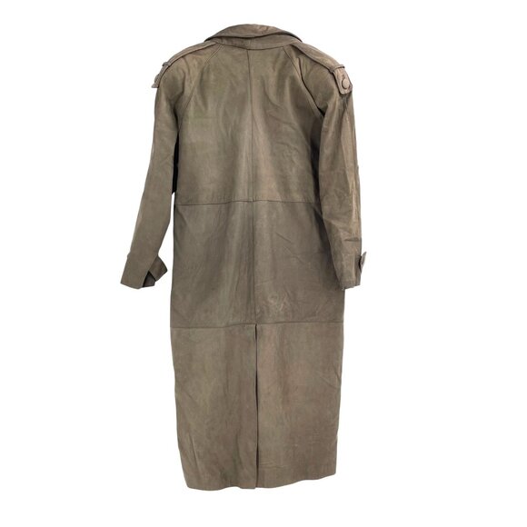 Vintage IZZI Mens Medium Long Leather Duster Coat Suede Brown Lined Steampunk - Picture 2 of 9